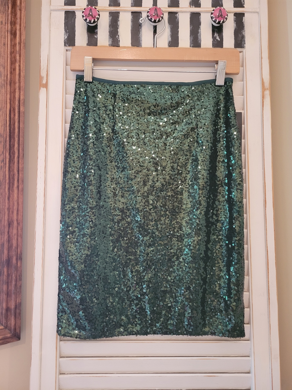Lulu's Emerald Green Sequin Pencil Skirt